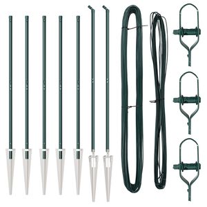 vidaXL Postes de cerca 7 pcs Verde Ø32mm 180 cm Acero galvanizado