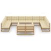 vidaXL Set de muebles de jard&iacute;n 12 pzs cojines madera pino marr&oacute;n miel
