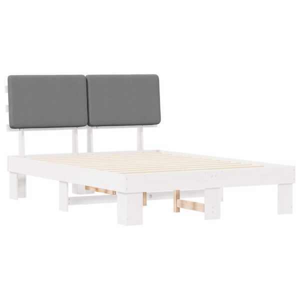 vidaXL Estructura de Cama con Cabecera Tapizada Gris Claro