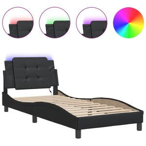 vidaXL Estructura de cama con LED sin colch&oacute;n Zadar negro 100x200 cm