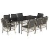 vidaXL Set comedor de jard&iacute;n 9 pzas cojines rat&aacute;n sint&eacute;tico gris claro