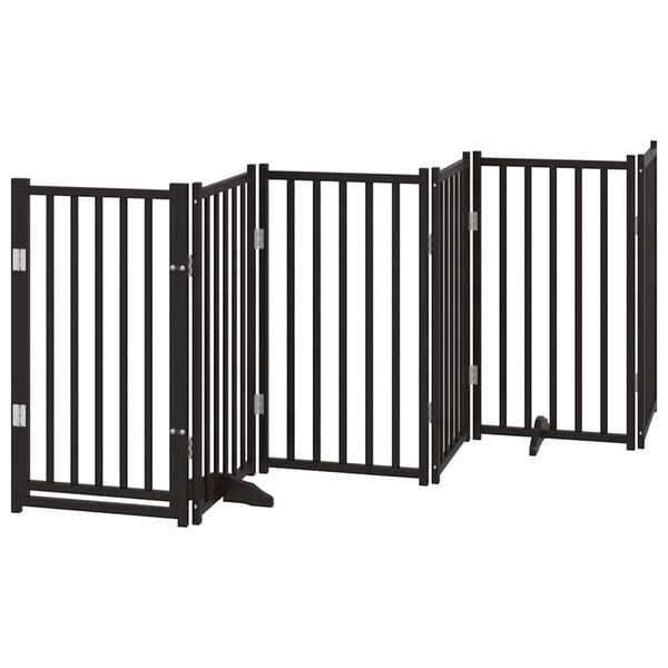 vidaXL Puerta de perros plegable 12 paneles madera &aacute;lamo negra 600 cm