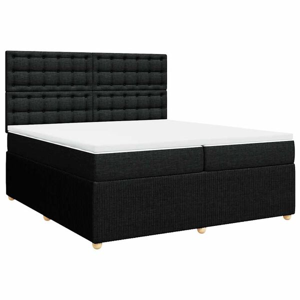vidaXL Cama box spring con colch&oacute;n tela negro 200x200 cm