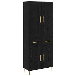 vidaXL Aparador alto con caj&oacute;n Roble Negro 69,5 x 34 x 180 cm