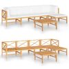 vidaXL Set de muebles de jard&iacute;n 6 pzas madera de teca y cojines crema