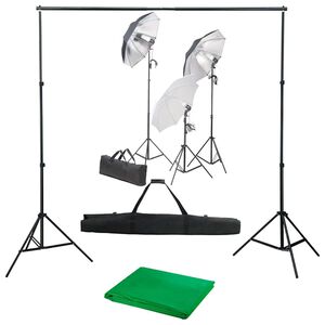 vidaXL Kit de estudio fotogr&aacute;fico con set de luces y fondo