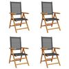 vidaXL Sillas reclinables plegables 4 uds rat&aacute;n PE madera maciza negro