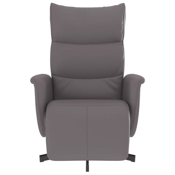 vidaXL Sill&oacute;n reclinable con reposapi&eacute;s cuero sint&eacute;tico gris
