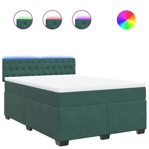 vidaXL Cama box spring con colch&oacute;n terciopelo verde oscuro 140x200 cm