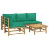 vidaXL Set de muebles de jard&iacute;n 5 piezas bamb&uacute; con cojines verde