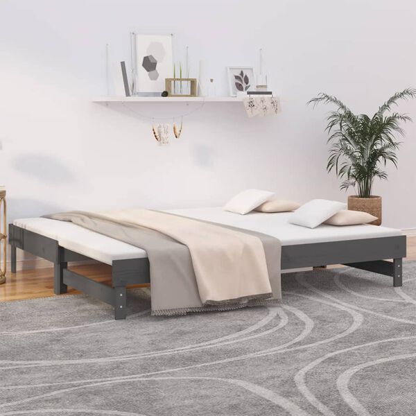vidaXL Sof&aacute; cama extra&iacute;ble sin colch&oacute;n gris 2x(90x200) cm