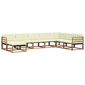 vidaXL Conjunto de sof&aacute;s de exterior con coj&iacute;n 8 pcs Natural y Crema