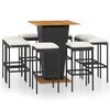 vidaXL Set de muebles de bar de jard&iacute;n 9 pzas y cojines rat&aacute;n PE negro
