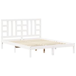 vidaXL Estructura de cama madera maciza blanca King Size 150x200 cm