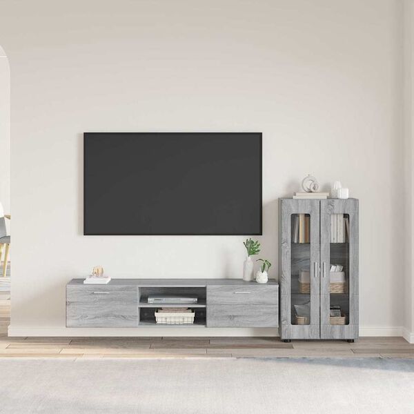 vidaXL Conjunto de mueble de TV Gris Sonoma Madera de ingenier&iacute;a