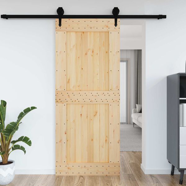 vidaXL Puerta NARVIK Natural 95 x 210 cm Madera de Pino S&oacute;lido