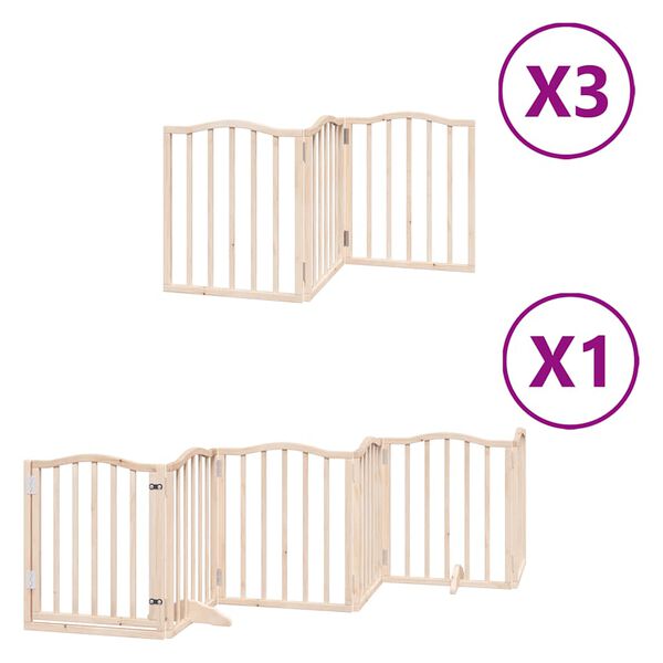vidaXL Puerta para perros plegable 15 paneles madera de &aacute;lamo 750 cm