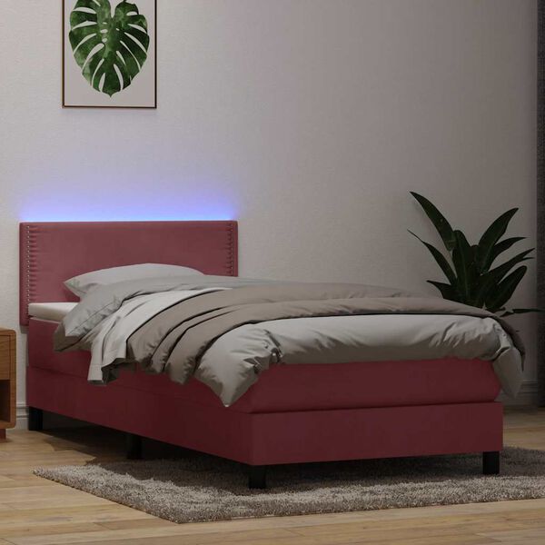 vidaXL Cama box spring con colch&oacute;n terciopelo rosa 80x210 cm