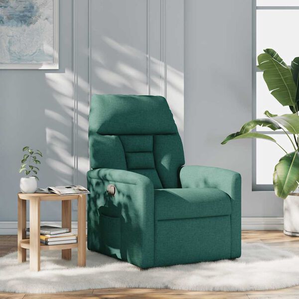 vidaXL Sill&oacute;n reclinable de tela verde oscuro