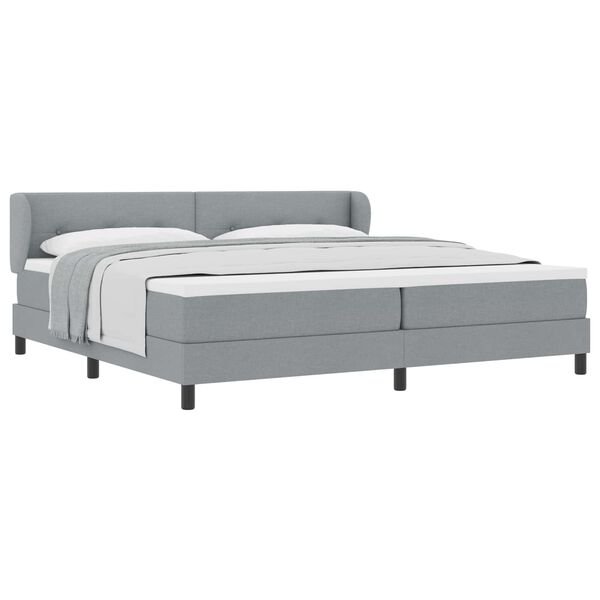 vidaXL Cama tipo Box Spring con colch&oacute;n Gris claro 200 x 200 cm tela