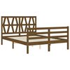 vidaXL Estructura cama y cabecero madera maciza marr&oacute;n miel 140x190 cm