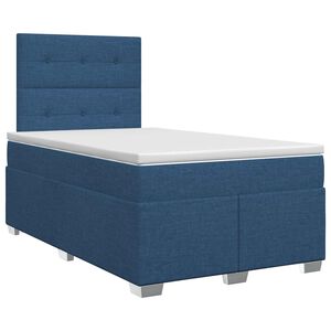 vidaXL Cama box spring con colch&oacute;n con cabecera Azul 120 x 190 cm Tela