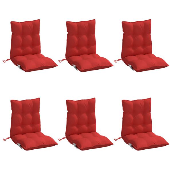 vidaXL Cojines para silla con respaldo bajo 6 uds tela Oxford rojo
