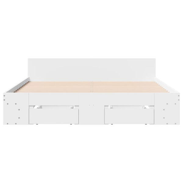 vidaXL Cama con cajones madera de ingenier&iacute;a blanca 140x190 cm