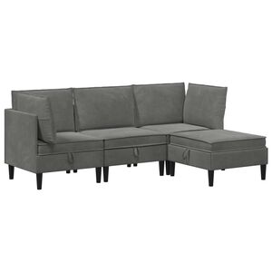 vidaXL Juego de muebles de sal&oacute;n 4 uds. Gris oscuro Terciopelo