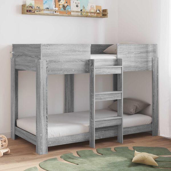 vidaXL Cama Litera para Ni&ntilde;os con colch&oacute;n Gris Sonoma 80 x 160 cm