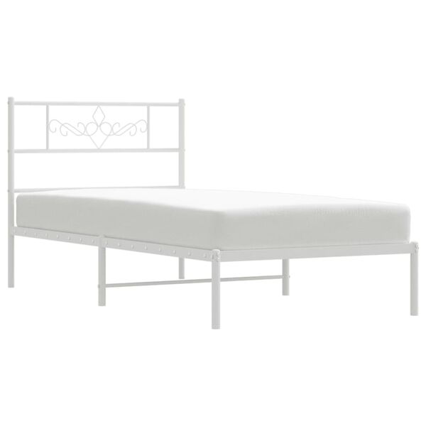 vidaXL Estructura cama sin colch&oacute;n con cabecero metal blanco 90x190 cm