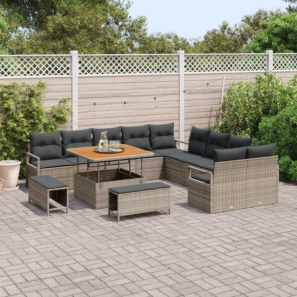 vidaXL Conjunto de sof&aacute; de jard&iacute;n 13 pcs Gris 100 x 100 x 71 cm