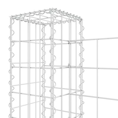 vidaXL Cesta de gaviones forma de U 3 postes de hierro 260x20x100 cm