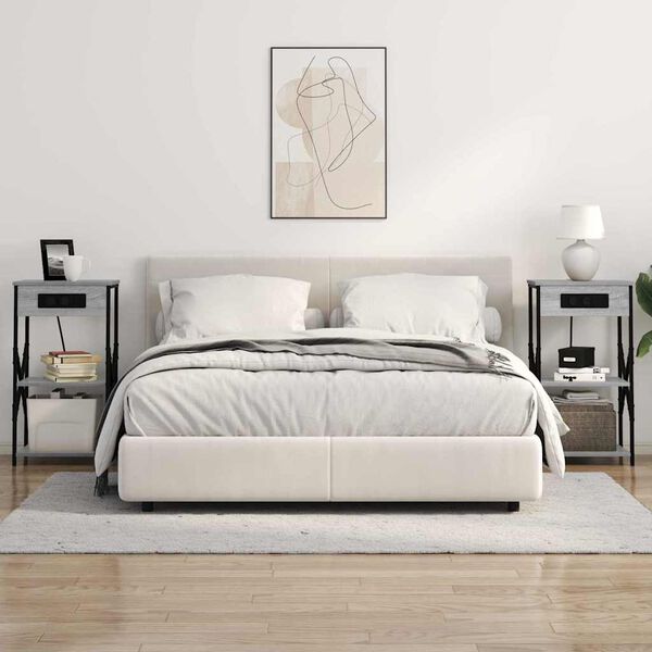 vidaXL Armario de Noche con estante Gris Sonoma 41 x 31 x 76 cm