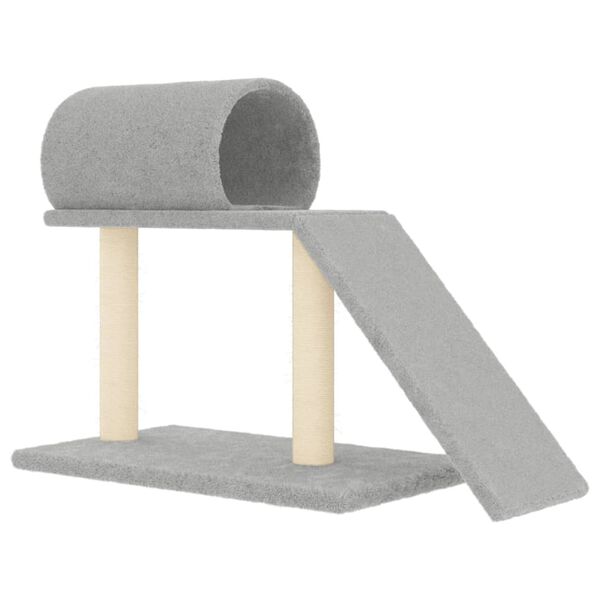 vidaXL Rascador para gatos con túnel y escalera gris claro 55,5 cm