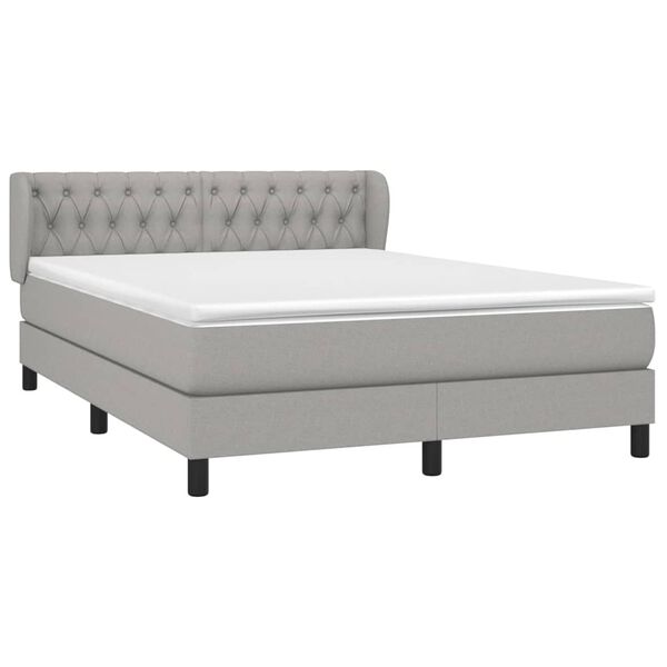 vidaXL Cama box spring con colch&oacute;n tela gris claro 140x200 cm
