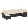vidaXL Set de comedor de jard&iacute;n 7 pzas y cojines rat&aacute;n sint&eacute;tico negro