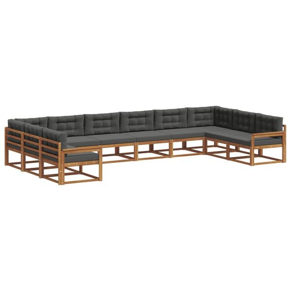 vidaXL Conjunto de sof&aacute;s de exterior 10 pcs Natural y Antracita