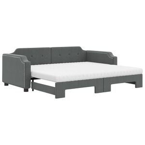 vidaXL Sof&aacute; cama nido con colch&oacute;n tela gris oscuro 100x200 cm