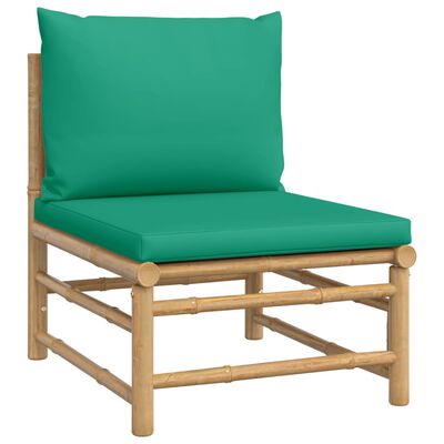 vidaXL Set de muebles de jardín 6 piezas bambú con cojines verde
