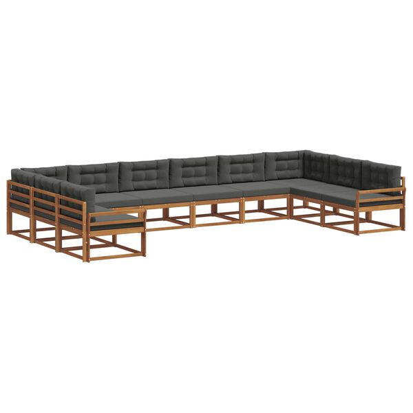 vidaXL Conjunto de sof&aacute;s de exterior 10 pcs Natural y Antracita