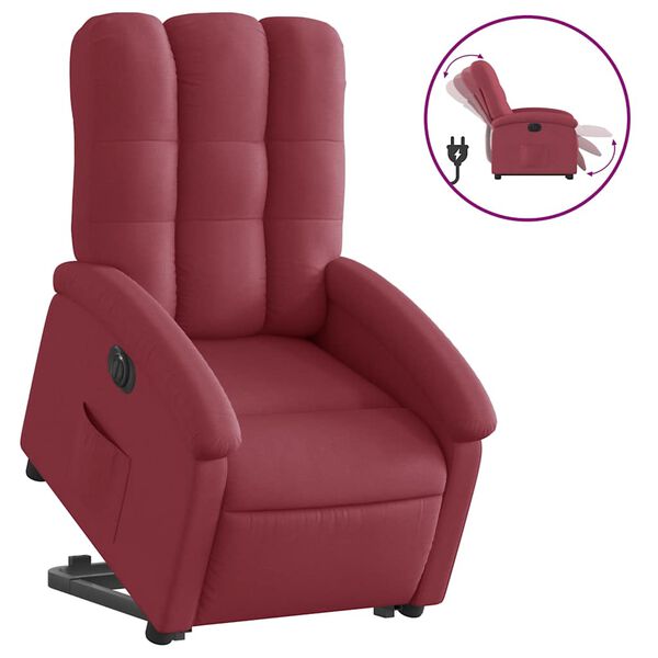 vidaXL Sill&oacute;n el&eacute;ctrico reclinable elevable de tela rojo tinto