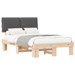 vidaXL Estructura de Cama con Cabecera Tapizada Gris oscuro