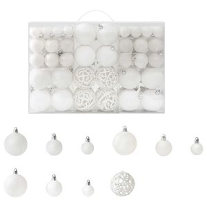 vidaXL Juego de bolas de Navidad 100 piezas blanco