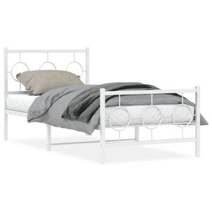 vidaXL Estructura cama sin colch&oacute;n con estribo metal blanco 90x190 cm