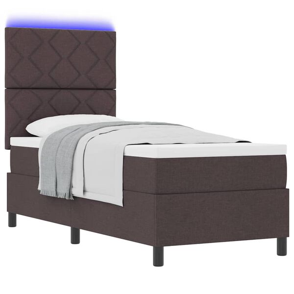 vidaXL Cama tipo Box Spring con colch&oacute;n Marr&oacute;n oscuro 80 x 200 cm tela