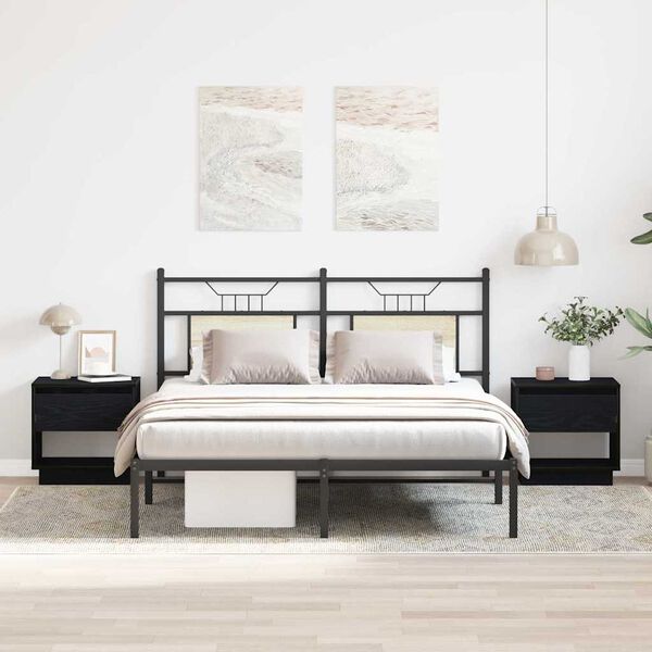 vidaXL Mesita de Noche con cajón 2 pcs Roble negro 45 x 34 x 44 cm