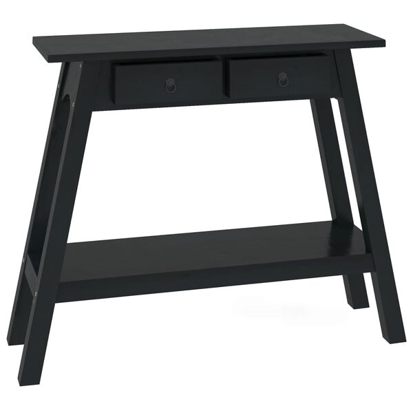 vidaXL Mesa consola con cajones madera maciza caoba negro 90x30x75 cm