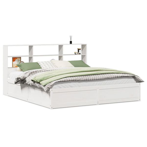 vidaXL Cama sin colch&oacute;n madera maciza de pino blanca 180x200 cm