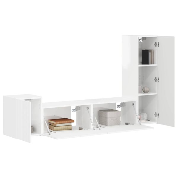 vidaXL Conjunto de mueble de TV 4 pcs brillante Madera de ingenier&iacute;a